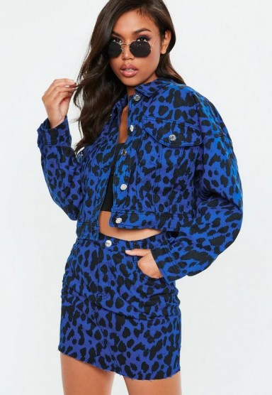Missguided blue leopard print boxy denim jacket – glam animal prints