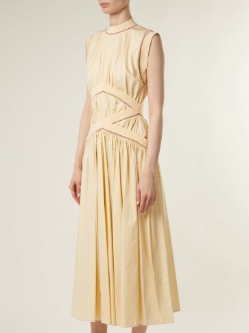 ROKSANDA Braelyn sleeveless cream cotton-poplin dress ~ gathered design - flipped