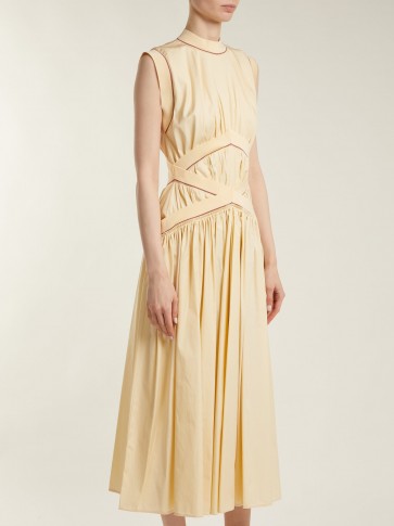 ROKSANDA Braelyn sleeveless cream cotton-poplin dress ~ gathered design