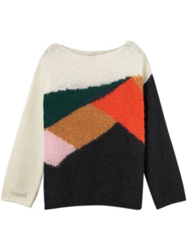 BURBERRY colour-block geometric sweater | boat neck knits - flipped