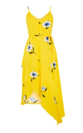 Warehouse BUTTERCUP WRAP DRESS in Yellow | strappy summer frock
