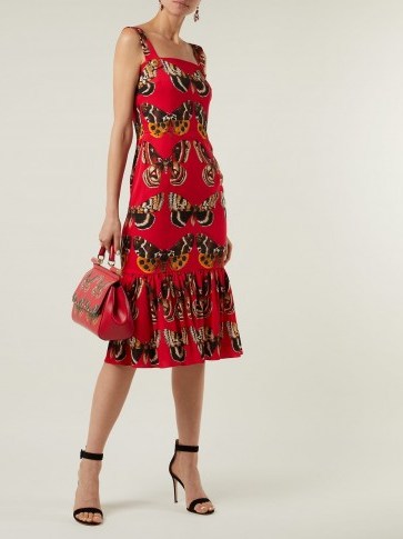 DOLCE & GABBANA Butterfly-print silk-blend midi dress ~ chic summer evening style ~ beautiful Italian clothing - flipped
