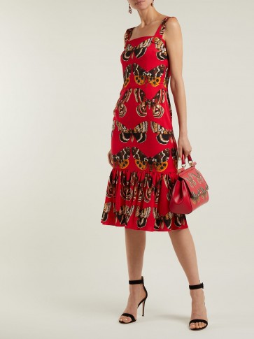 DOLCE & GABBANA Butterfly-print silk-blend midi dress ~ chic summer evening style ~ beautiful Italian clothing