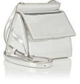CALVIN KLEIN 205W39NYC Foldover Silver Specchio Leather Crossbody Bag ~ small shiny handbags