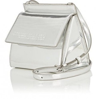 CALVIN KLEIN 205W39NYC Foldover Silver Specchio Leather Crossbody Bag ~ small shiny handbags - flipped
