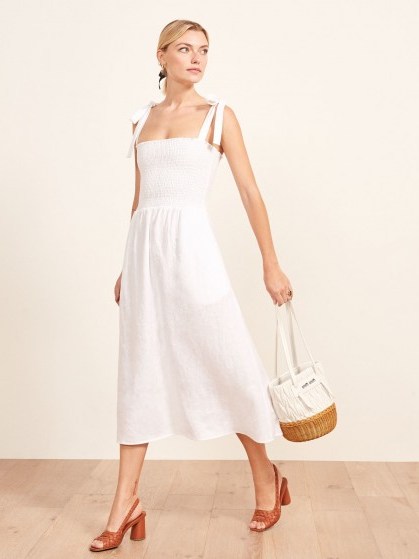 Reformation Canyon Dress in White | shoulder tie summer frock | sundresses - flipped