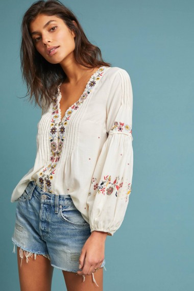 Vanessa Virginia Carthage Embroidered Peasant Top | boho femme style blouse