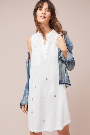 Cloth & Stone Maroney Shirtdress in White | sleeveless summer dresses - flipped