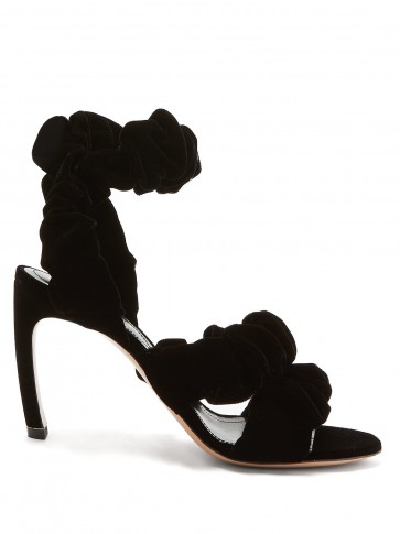 NICHOLAS KIRKWOOD Courtney scrunchie-effect black velvet sandals