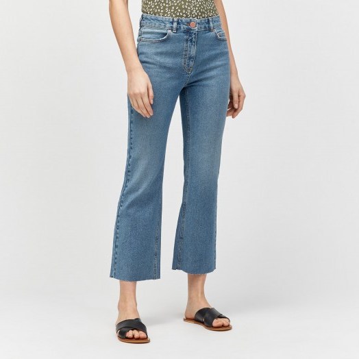 Warehouse CROPPED KICK FLARE CUT JEANS in Mid Wash Denim - flipped