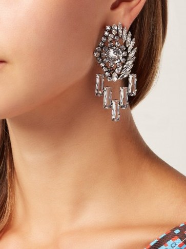 SONIA RYKIEL Crystal-embellished drop earrings ~ event glamour - flipped
