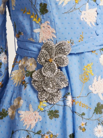 ROCHAS Crystal-embellished flower brooch ~ beautiful statement jewellery ~ vintage look