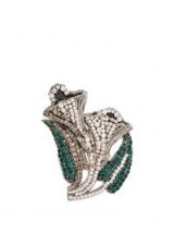 ROCHAS Crystal-embellished lily brooch ~ designer statement jewellery ~ vintage style accessory