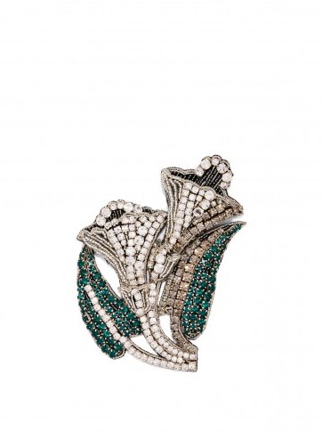 ROCHAS Crystal-embellished lily brooch ~ designer statement jewellery ~ vintage style accessory - flipped
