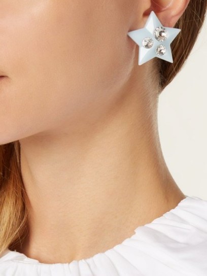 MIU MIU Crystal-embellished baby-blue plexiglass clip-on earrings - flipped