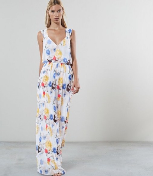 REISS DANIELLA FLORAL PRINT MAXI DRESS ~ beautiful vacation clothing - flipped