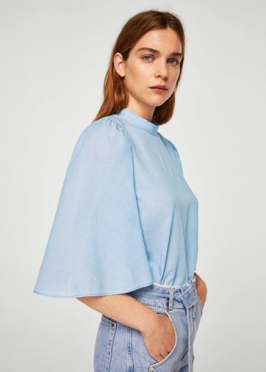 MANGO Denim blouse light blue | denim inspired tops