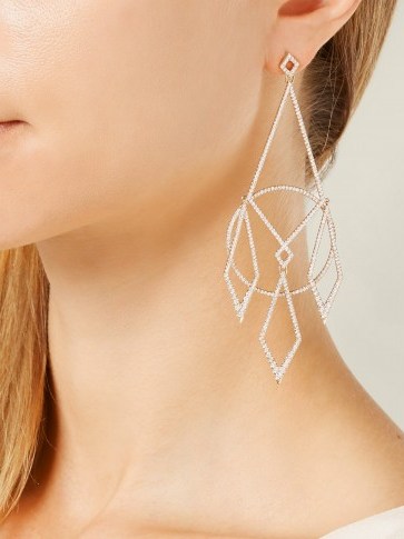 DIANE KORDAS Diamond & 18kt rose-gold drop earrings ~ beautiful statement jewellery - flipped