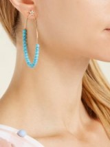 DIANE KORDAS Diamond, turquoise & rose-gold hoop earrings ~ large blue stone hoops