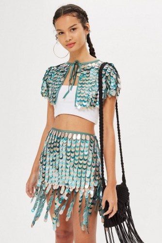 Topshop Drop Skirt in Green | sequinned festival fashion - flipped