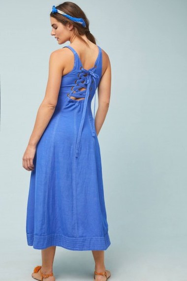 Maeve Elseby Lace-Up Dress in Blue - flipped
