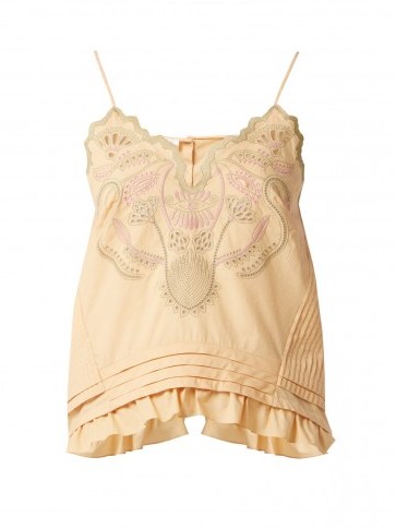 CHLOÉ Embroidered cotton voile camisole top ~ boho femme cami - flipped