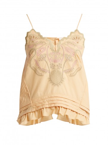 CHLOÉ Embroidered cotton voile camisole top ~ boho femme cami