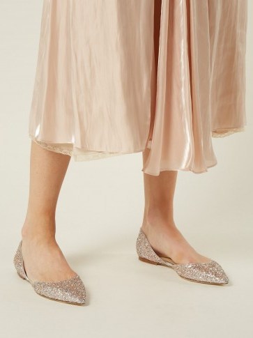 JIMMY CHOO Esther D’Orsay glitter flats ~ pink and silver - flipped