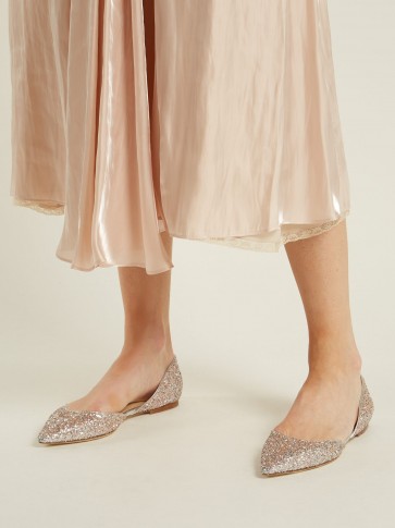 JIMMY CHOO Esther D’Orsay glitter flats ~ pink and silver