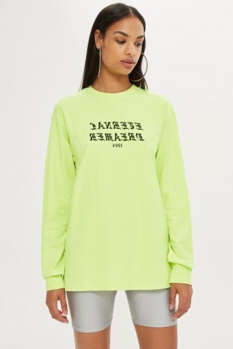 We Own The Night ‘Eternal Dreamer’ T-Shirt in Lime / slogan tee - flipped