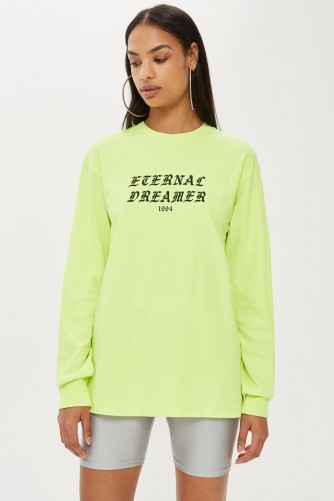 We Own The Night ‘Eternal Dreamer’ T-Shirt in Lime / slogan tee
