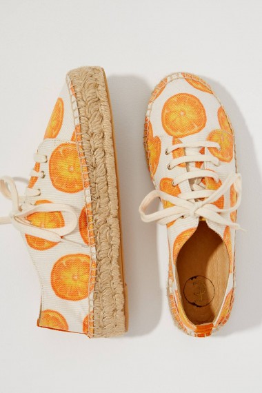 Fabienne Chapot Printed-Espadrille Trainers Orange Motif | fruit print sneakers