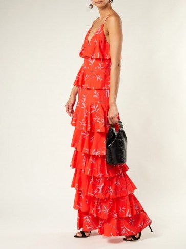 BORGO DE NOR Filipa red floral-print dress ~ tiered summer event frock - flipped