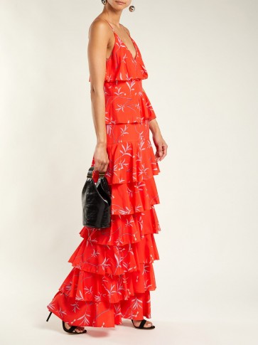 BORGO DE NOR Filipa red floral-print dress ~ tiered summer event frock