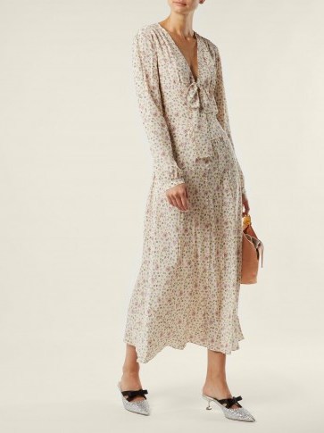 MIU MIU Floral-print crepe de Chine dress ~ vintage inspired summer clothing - flipped