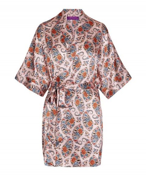 LIBERTY LONDON Florence Evelyn Silk Satin Short Kimono ~ luxe silky wrap - flipped