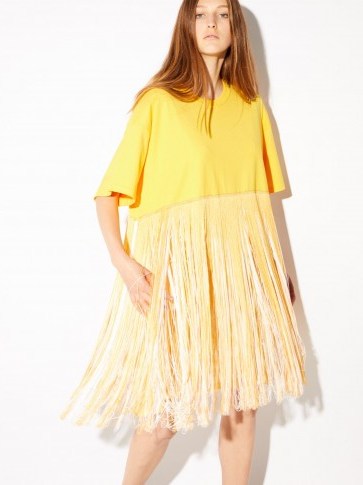 RAEY Fringed yellow cotton-jersey dress ~ vacation style - flipped