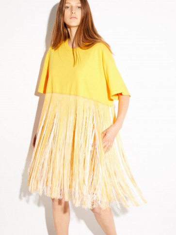 RAEY Fringed yellow cotton-jersey dress ~ vacation style