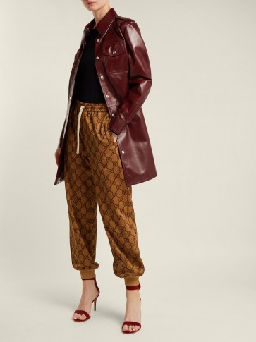GUCCI GG-printed brown jersey track pants ~ sports luxe clothing