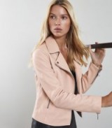 REISS GIA LEATHER BIKER JACKET APRICOT ~ casual luxe