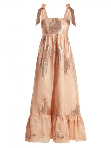 ATHENA PROCOPIOU Gold Dust metallic-weave dress ~ shimmering pink summer maxi