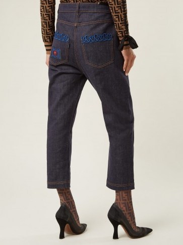 FENDI Heart-embroidered boyfriend jeans ~ cropped denim pants - flipped