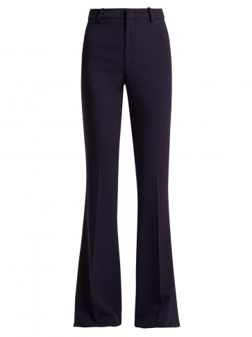 GUCCI Navy High-rise kick-flare cady trousers ~ 70s inspired