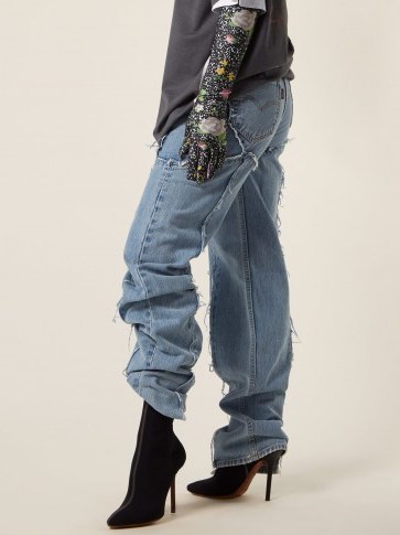 VETEMENTS High-rise straight leg jeans ~ frayed panels - flipped