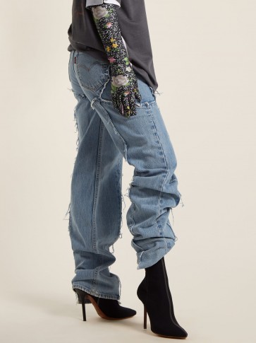 VETEMENTS High-rise straight leg jeans ~ frayed panels