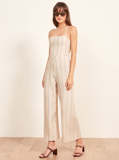 Reformation Jager Jumpsuit in Positano | linen strappy back jumpsuits - flipped