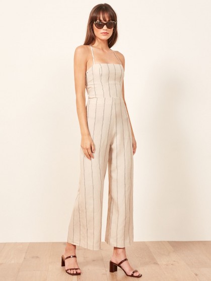 Reformation Jager Jumpsuit in Positano | linen strappy back jumpsuits
