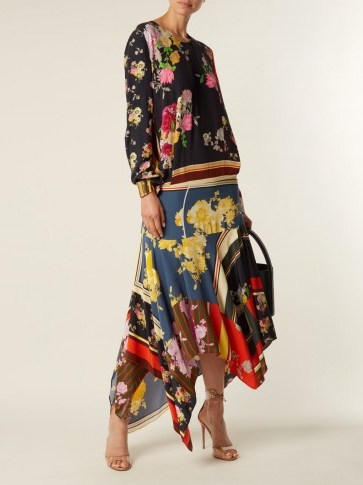 PREEN LINE Kaia floral-printed crepe de Chine dress ~ mixed print drop waist dresses - flipped