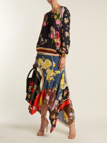 PREEN LINE Kaia floral-printed crepe de Chine dress ~ mixed print drop waist dresses