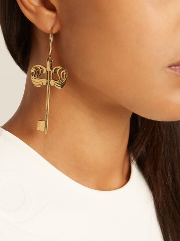ALEXANDER MCQUEEN Key drop earrings ~ gold-tone statement jewellery